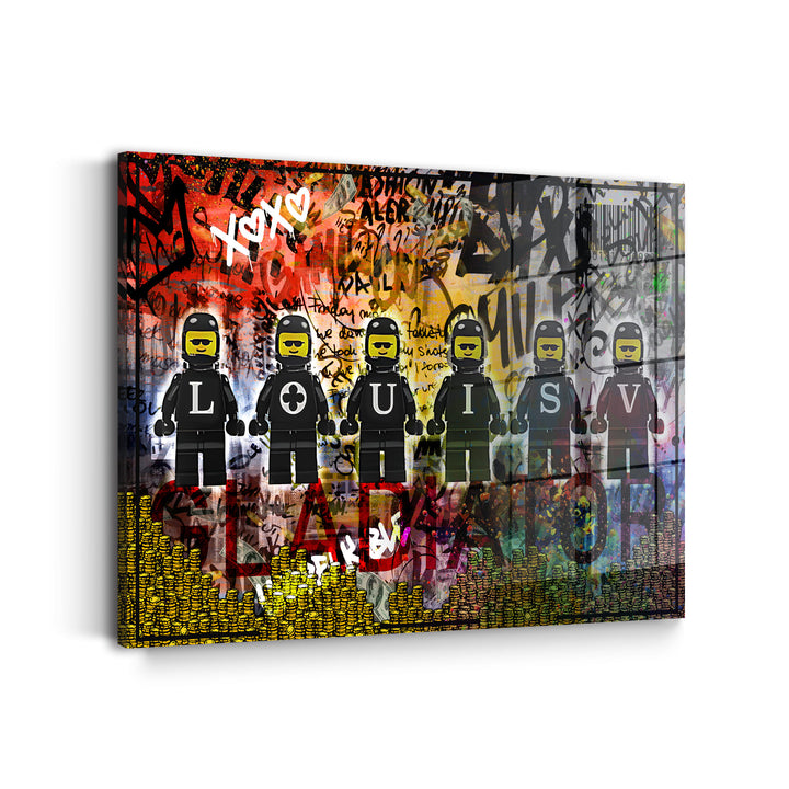 WANDBILD „Street Art – Louis V“ – Acrylglas & Alu-Dibond | Exklusive und Moderne Pop-Art in Museumsqualität