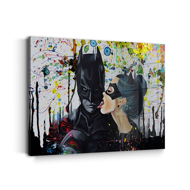 WANDBILD „Batman und Catwoman – Die Verführung“ – Acrylglas & Alu-Dibond | Exklusive und Moderne Pop-Art in Museumsqualität