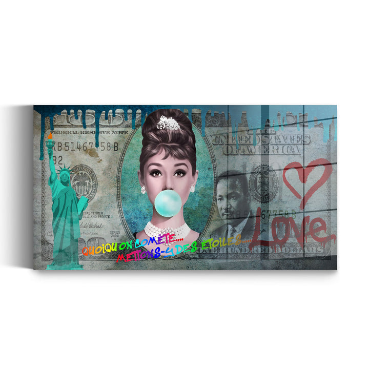 WANDBILD „Audrey Hepburn – Liebe und Glamour“ – Acrylglas & Alu-Dibond | Exklusive und Moderne Pop-Art in Museumsqualität