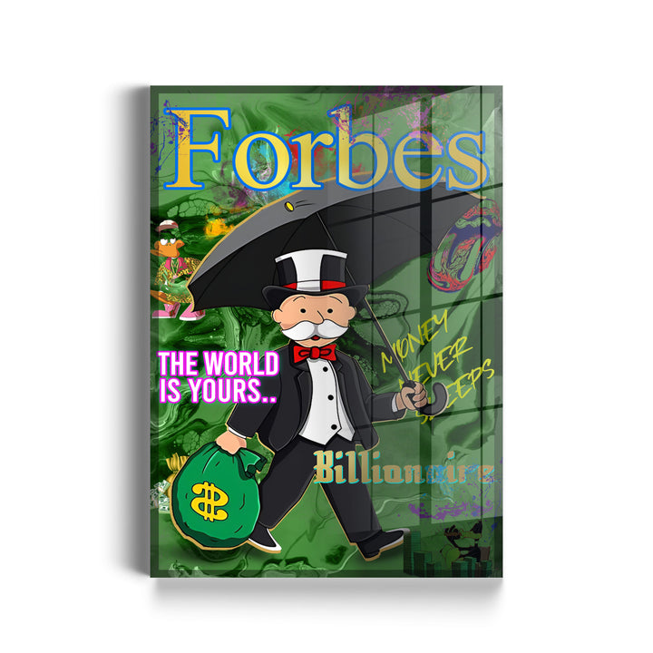 WANDBILD „Forbes Billionaire“ – Acrylglas & Alu-Dibond | Exklusive und Moderne Pop-Art in Museumsqualität