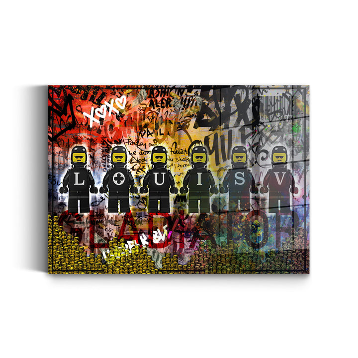 WANDBILD „Street Art – Louis V“ – Acrylglas & Alu-Dibond | Exklusive und Moderne Pop-Art in Museumsqualität