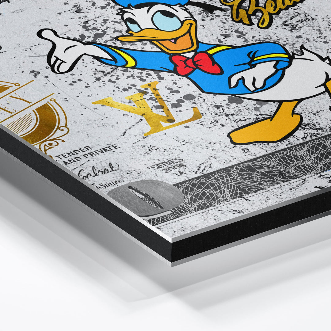 WANDBILD „Life is Beautiful – Donald Duck“ – Acrylglas & Alu-Dibond | Exklusive und Moderne Pop-Art in Museumsqualität