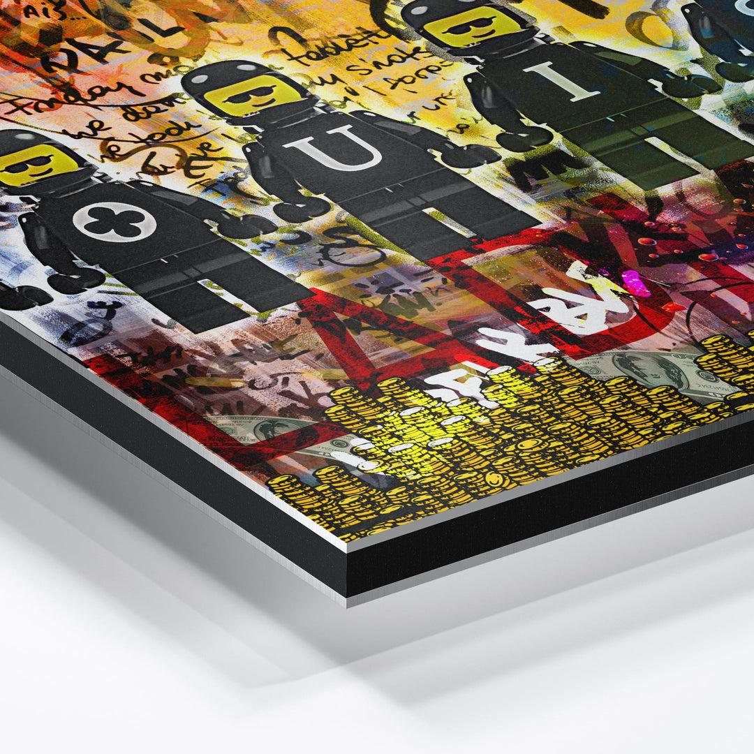 WANDBILD „Street Art – Louis V“ – Acrylglas & Alu-Dibond | Exklusive und Moderne Pop-Art in Museumsqualität