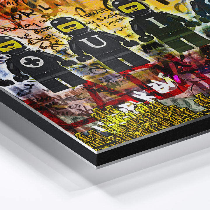 WANDBILD „Street Art – Louis V“ – Acrylglas & Alu-Dibond | Exklusive und Moderne Pop-Art in Museumsqualität
