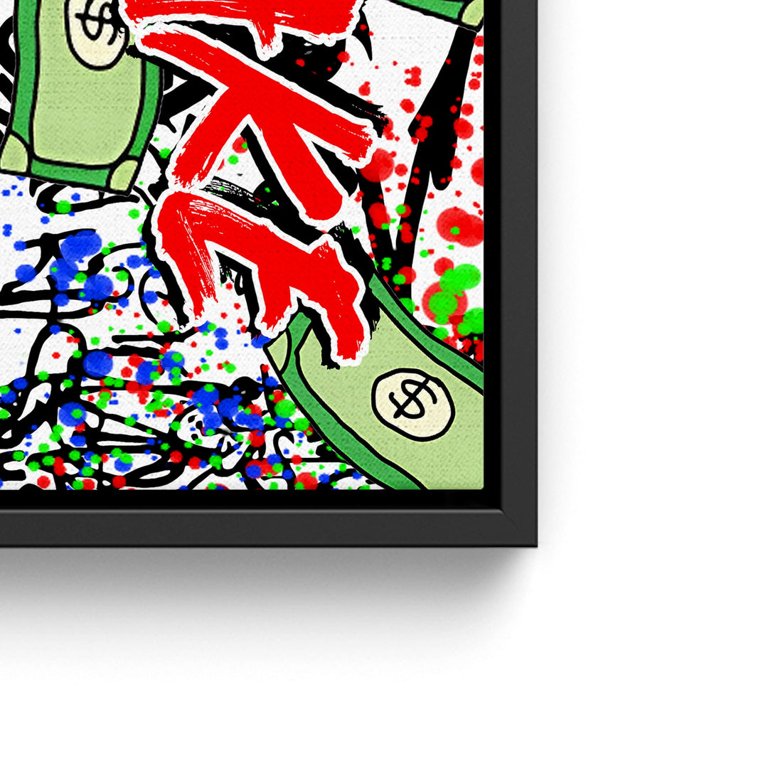 WANDBILD „Geldträume“ – Acrylglas & Alu-Dibond | Exklusive und Moderne Pop-Art in Museumsqualität