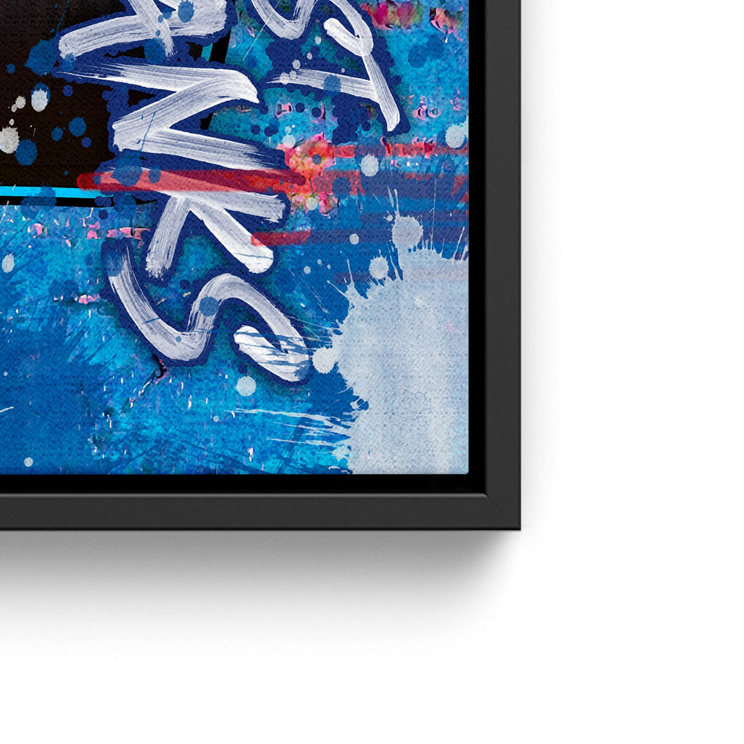 WANDBILD „Glaub nicht den Banken“ – Acrylglas & Alu-Dibond | Exklusive und Moderne Pop-Art in Museumsqualität