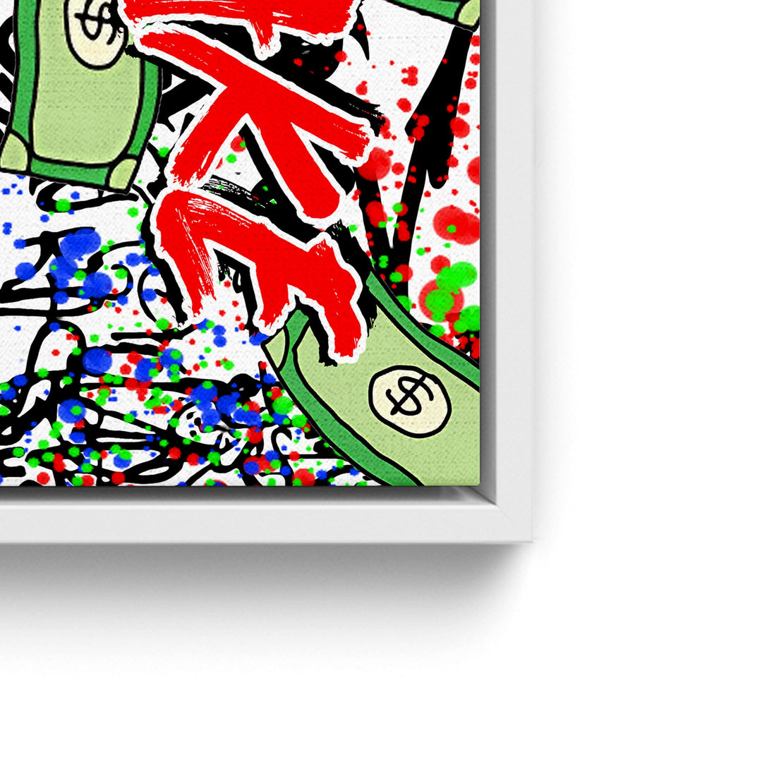 WANDBILD „Geldträume“ – Acrylglas & Alu-Dibond | Exklusive und Moderne Pop-Art in Museumsqualität