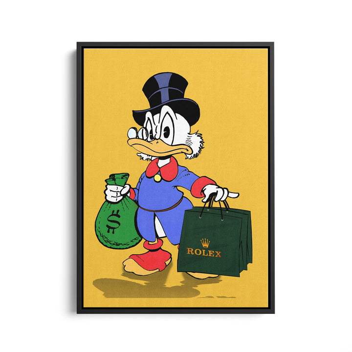WANDBILD „Reicher Onkel Dagobert“ – Acrylglas & Alu-Dibond | Exklusive und Moderne Pop-Art in Museumsqualität