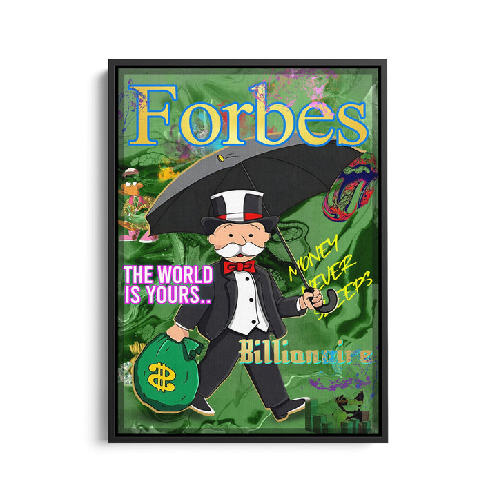 WANDBILD „Forbes Billionaire“ – Acrylglas & Alu-Dibond | Exklusive und Moderne Pop-Art in Museumsqualität
