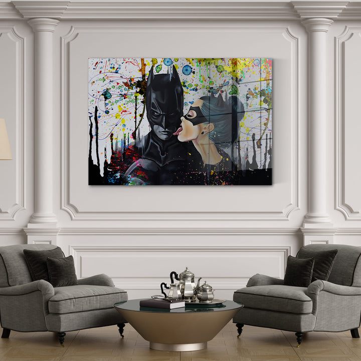 WANDBILD „Batman und Catwoman – Die Verführung“ – Acrylglas & Alu-Dibond | Exklusive und Moderne Pop-Art in Museumsqualität