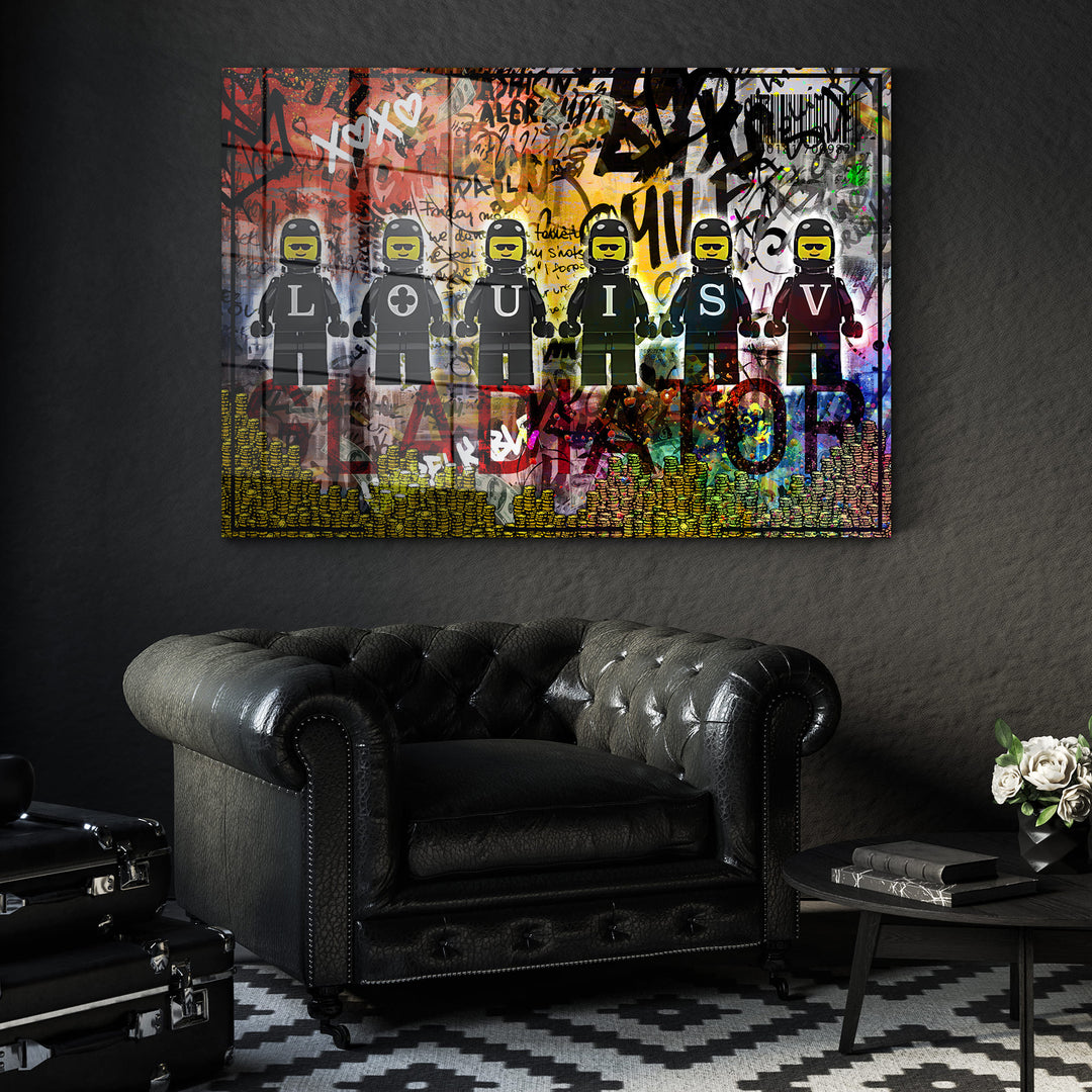 WANDBILD „Street Art – Louis V“ – Acrylglas & Alu-Dibond | Exklusive und Moderne Pop-Art in Museumsqualität