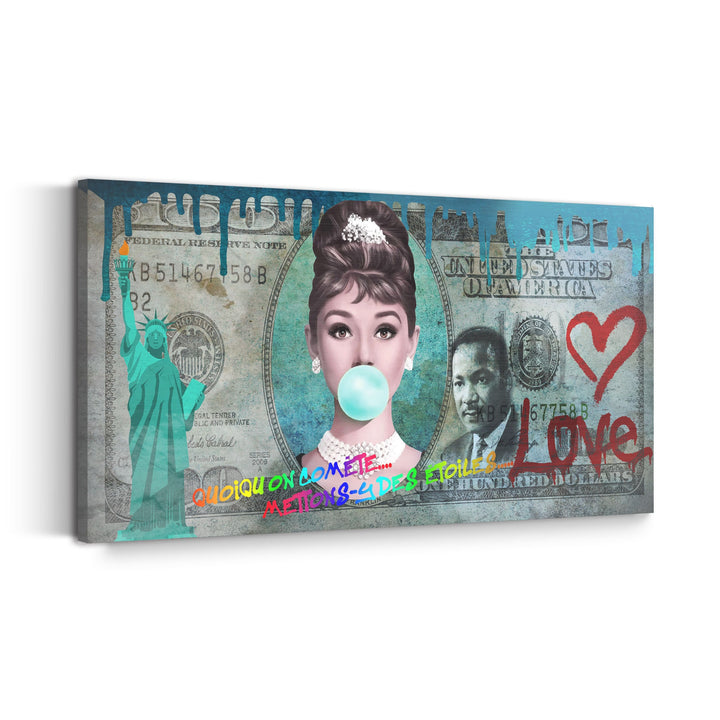 WANDBILD „Audrey Hepburn – Liebe und Glamour“ – Acrylglas & Alu-Dibond | Exklusive und Moderne Pop-Art in Museumsqualität