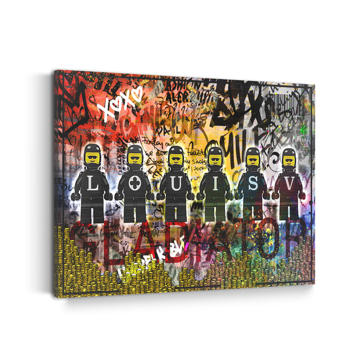 WANDBILD „Street Art – Louis V“ – Acrylglas & Alu-Dibond | Exklusive und Moderne Pop-Art in Museumsqualität