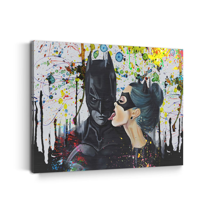 WANDBILD „Batman und Catwoman – Die Verführung“ – Acrylglas & Alu-Dibond | Exklusive und Moderne Pop-Art in Museumsqualität