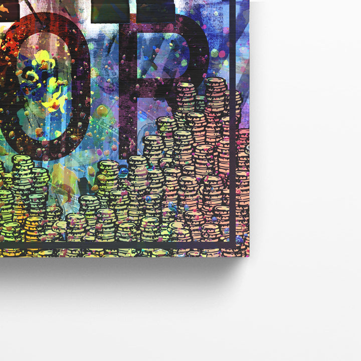WANDBILD „Street Art – Louis V“ – Acrylglas & Alu-Dibond | Exklusive und Moderne Pop-Art in Museumsqualität