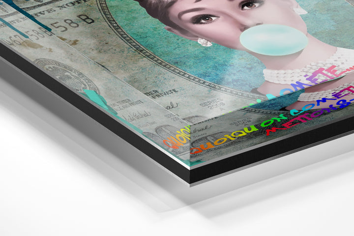 WANDBILD „Audrey Hepburn – Liebe und Glamour“ – Acrylglas & Alu-Dibond | Exklusive und Moderne Pop-Art in Museumsqualität