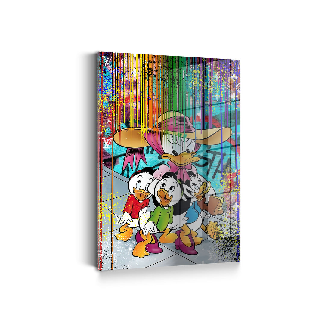 WANDBILD „Bunte Entenfamilie“ – Acrylglas & Alu-Dibond | Exklusive und Moderne Pop-Art in Museumsqualität