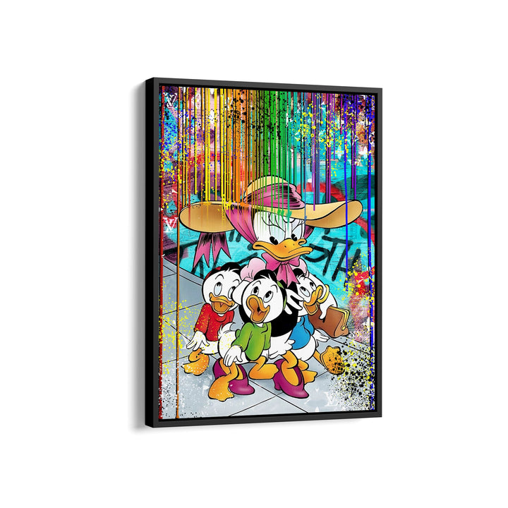 WANDBILD „Bunte Entenfamilie“ – Acrylglas & Alu-Dibond | Exklusive und Moderne Pop-Art in Museumsqualität