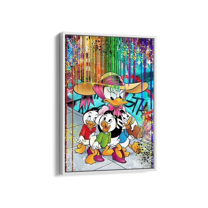 WANDBILD „Bunte Entenfamilie“ – Acrylglas & Alu-Dibond | Exklusive und Moderne Pop-Art in Museumsqualität