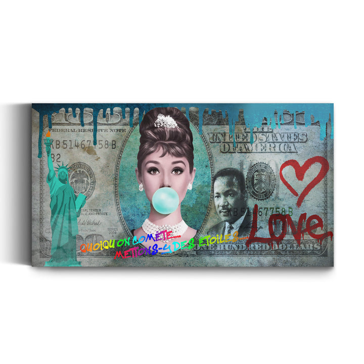 WANDBILD „Audrey Hepburn – Liebe und Glamour“ – Acrylglas & Alu-Dibond | Exklusive und Moderne Pop-Art in Museumsqualität