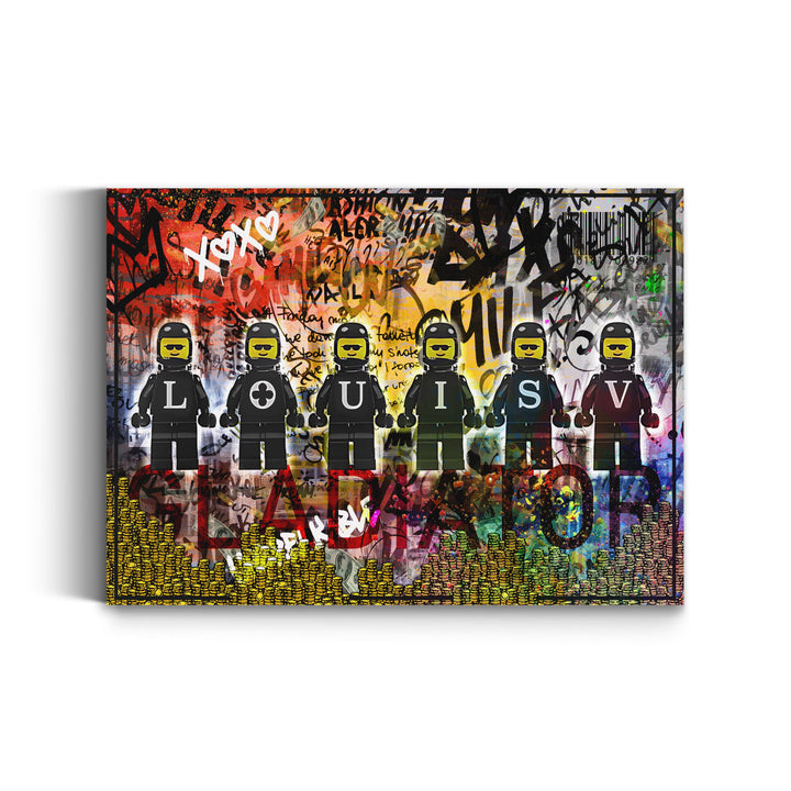 WANDBILD „Street Art – Louis V“ – Acrylglas & Alu-Dibond | Exklusive und Moderne Pop-Art in Museumsqualität