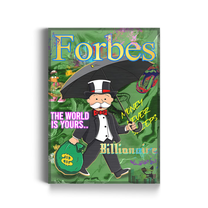 WANDBILD „Forbes Billionaire“ – Acrylglas & Alu-Dibond | Exklusive und Moderne Pop-Art in Museumsqualität