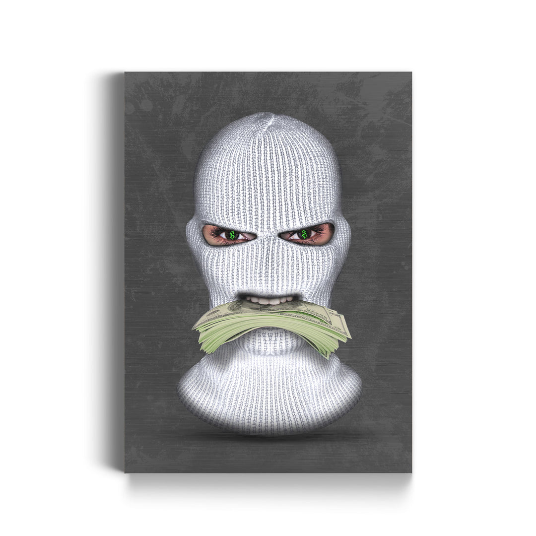 MURAL "Masked Moneymaker" – Acrylic glass &amp; Alu-Dibond | Exclusive and modern art in museum quality 