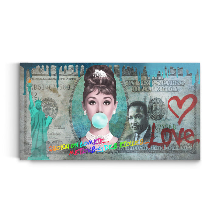 WANDBILD „Audrey Hepburn – Liebe und Glamour“ – Acrylglas & Alu-Dibond | Exklusive und Moderne Pop-Art in Museumsqualität