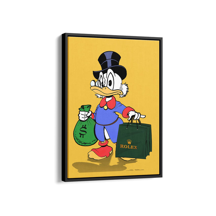 WANDBILD „Reicher Onkel Dagobert“ – Acrylglas & Alu-Dibond | Exklusive und Moderne Pop-Art in Museumsqualität