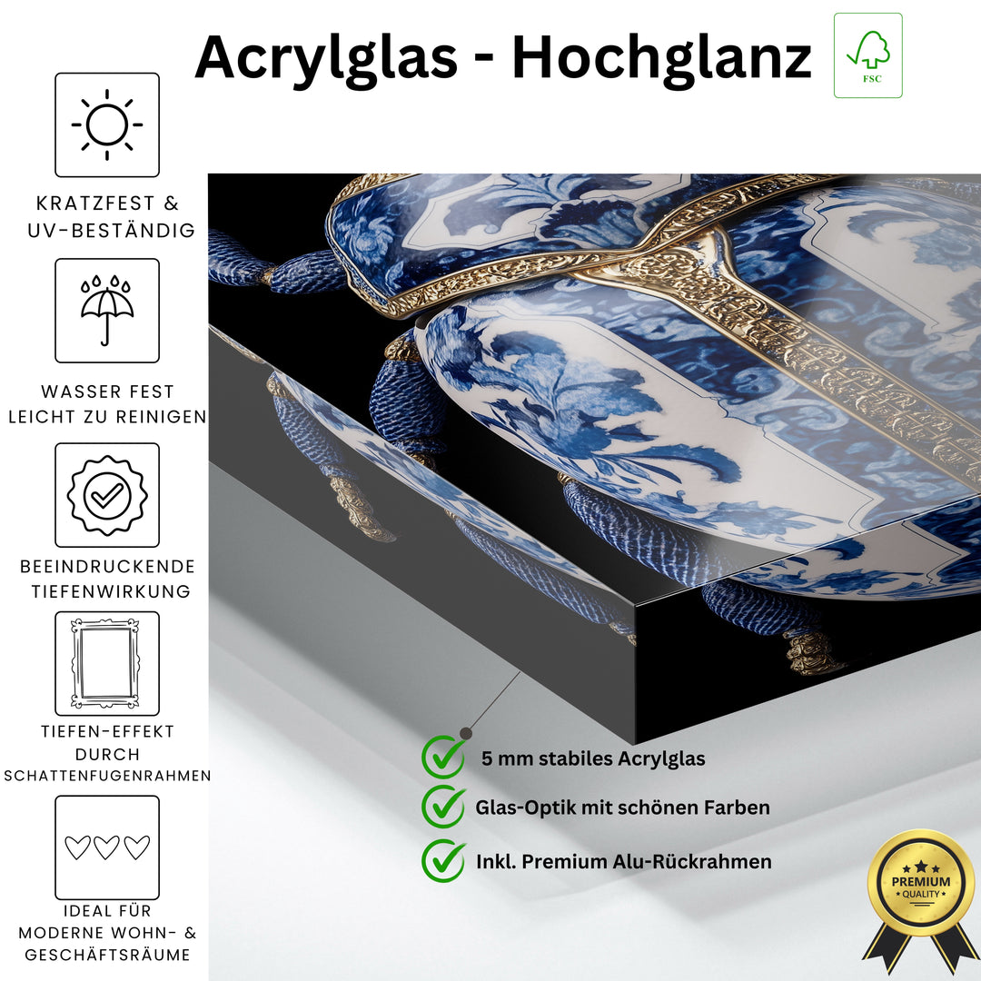 Porzellan-Käfer in Delfter Blue