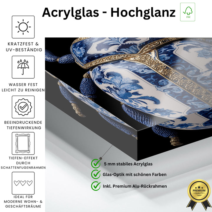 Porzellan-Käfer in Delfter Blue