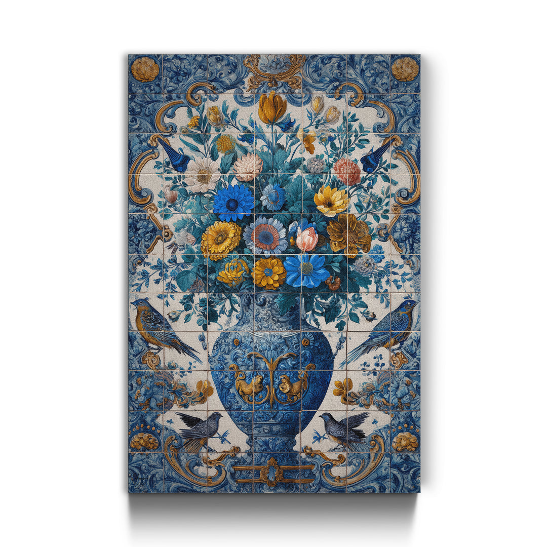 Blumenstillleben der blauen Harmonie