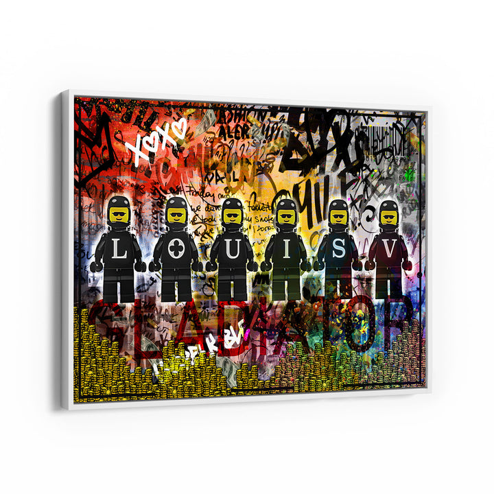 WANDBILD „Street Art – Louis V“ – Acrylglas & Alu-Dibond | Exklusive und Moderne Pop-Art in Museumsqualität