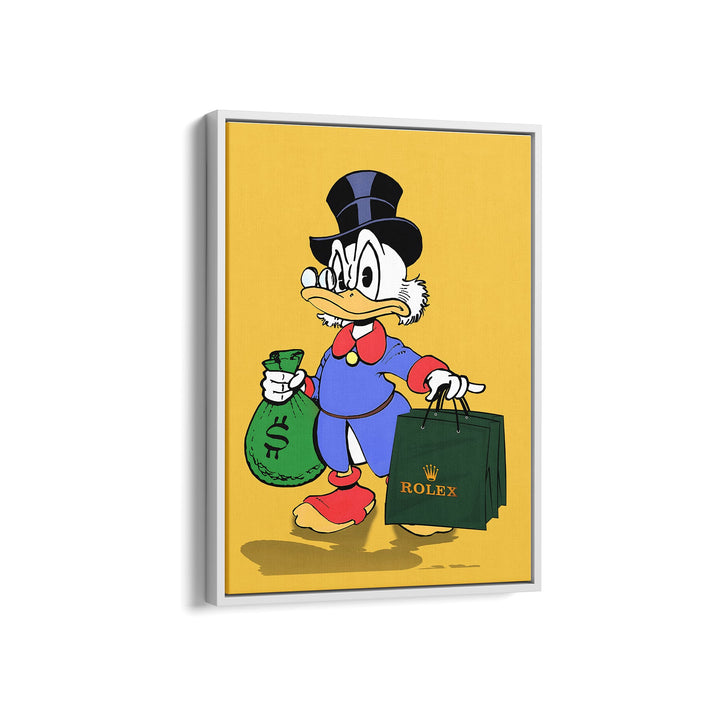WANDBILD „Reicher Onkel Dagobert“ – Acrylglas & Alu-Dibond | Exklusive und Moderne Pop-Art in Museumsqualität