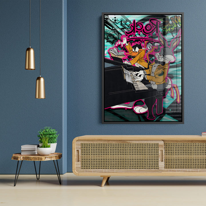 WANDBILD „Rock’n’Roll Duo“ – Acrylglas & Alu-Dibond | Exklusive und Moderne Pop-Art in Museumsqualität