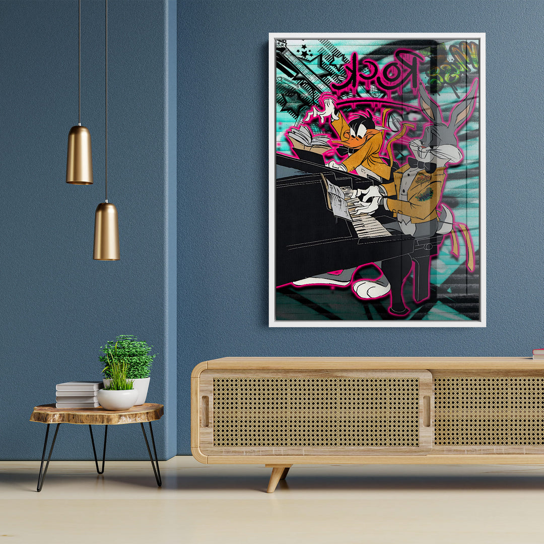 WANDBILD „Rock’n’Roll Duo“ – Acrylglas & Alu-Dibond | Exklusive und Moderne Pop-Art in Museumsqualität
