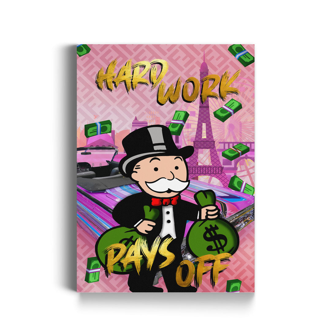 WANDBILD „Hard Work Pays Off“ – Acrylglas & Alu-Dibond | Exklusive und Moderne Pop-Art in Museumsqualität
