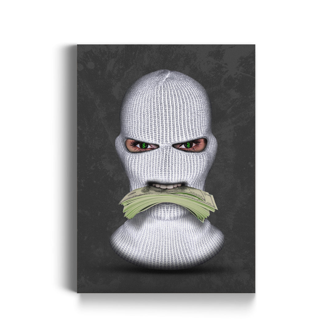 MURAL "Masked Moneymaker" – Acrylic glass &amp; Alu-Dibond | Exclusive and modern art in museum quality 