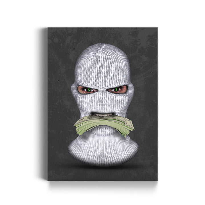 MURAL "Masked Moneymaker" – Acrylic glass &amp; Alu-Dibond | Exclusive and modern art in museum quality 