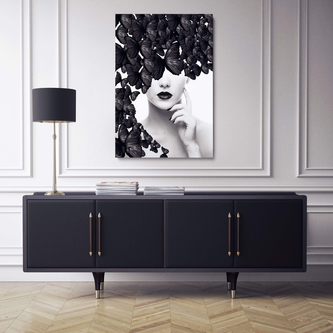 WALL ART "Butterfly Woman" – Acrylic glass &amp; Alu-Dibond | Exclusive and modern art in museum quality