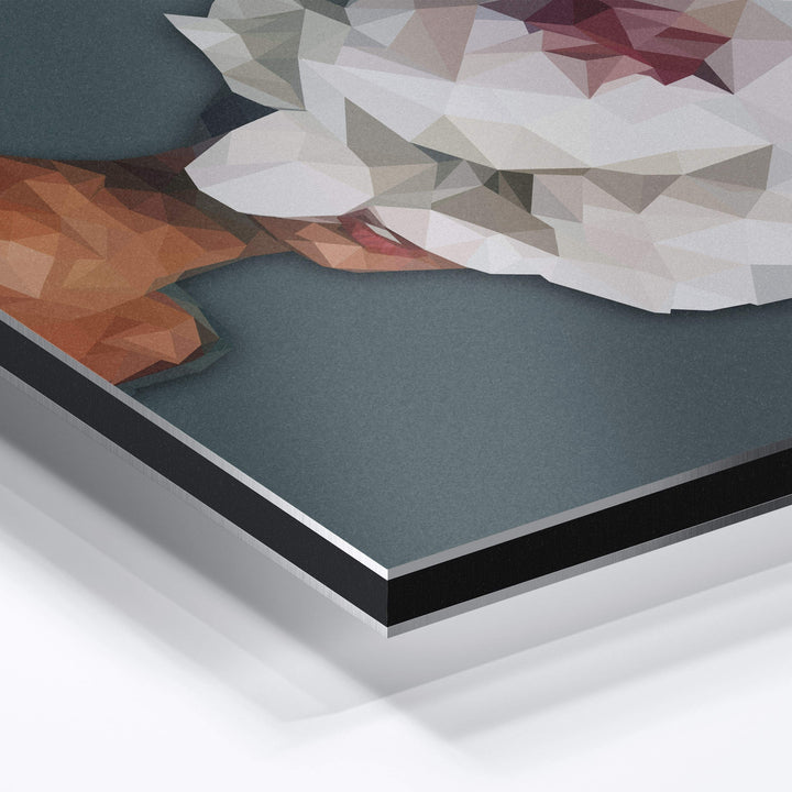 WANDBILD „Geometrische Blütenvision - POLYGONBILD - Dilara“ – Acrylglas & Alu-Dibond | Exklusive und Moderne Kunst in Museumsqualität