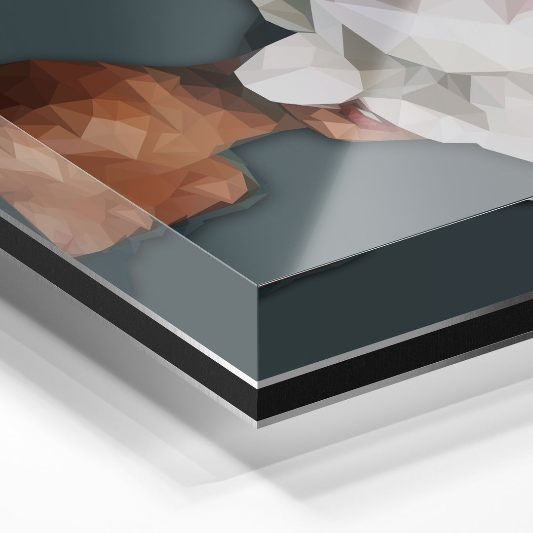 WANDBILD „Geometrische Blütenvision - POLYGONBILD - Dilara“ – Acrylglas & Alu-Dibond | Exklusive und Moderne Kunst in Museumsqualität