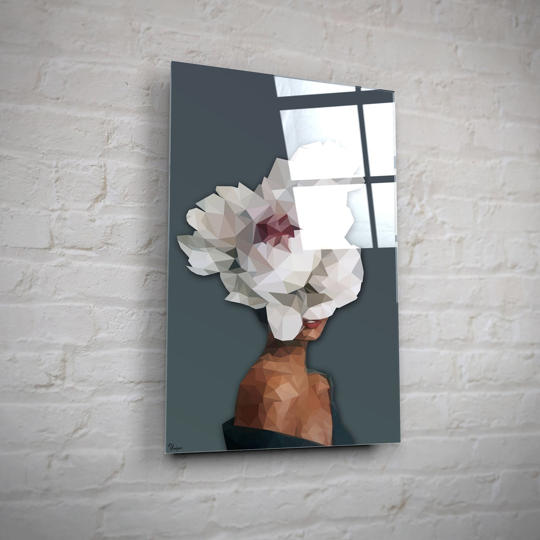 WANDBILD „Geometrische Blütenvision - POLYGONBILD - Dilara“ – Acrylglas & Alu-Dibond | Exklusive und Moderne Kunst in Museumsqualität