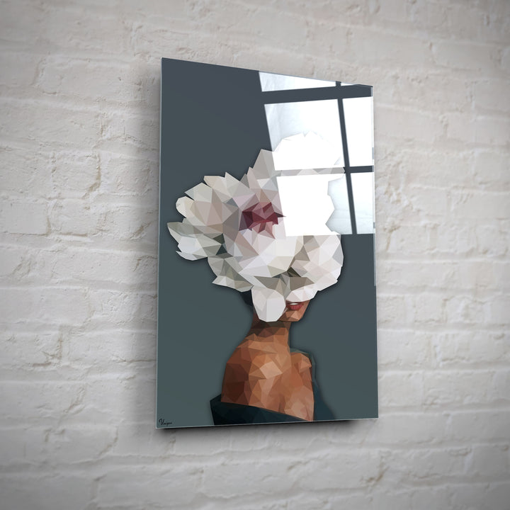 WANDBILD „Geometrische Blütenvision - POLYGONBILD - Dilara“ – Acrylglas & Alu-Dibond | Exklusive und Moderne Kunst in Museumsqualität