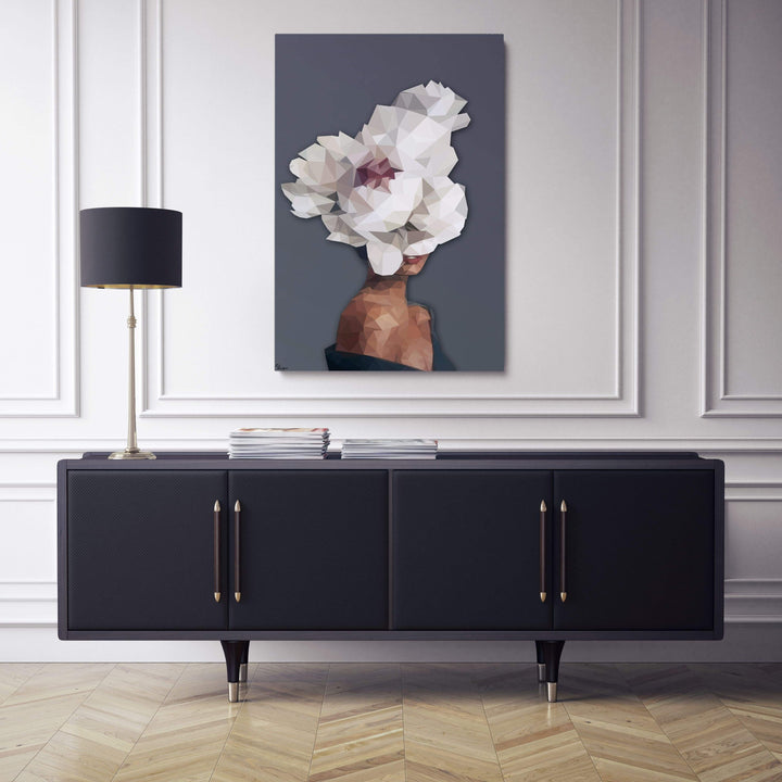 WANDBILD „Geometrische Blütenvision - POLYGONBILD - Dilara“ – Acrylglas & Alu-Dibond | Exklusive und Moderne Kunst in Museumsqualität