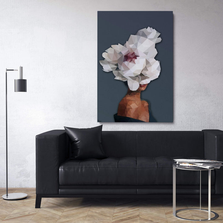 WANDBILD „Geometrische Blütenvision - POLYGONBILD - Dilara“ – Acrylglas & Alu-Dibond | Exklusive und Moderne Kunst in Museumsqualität