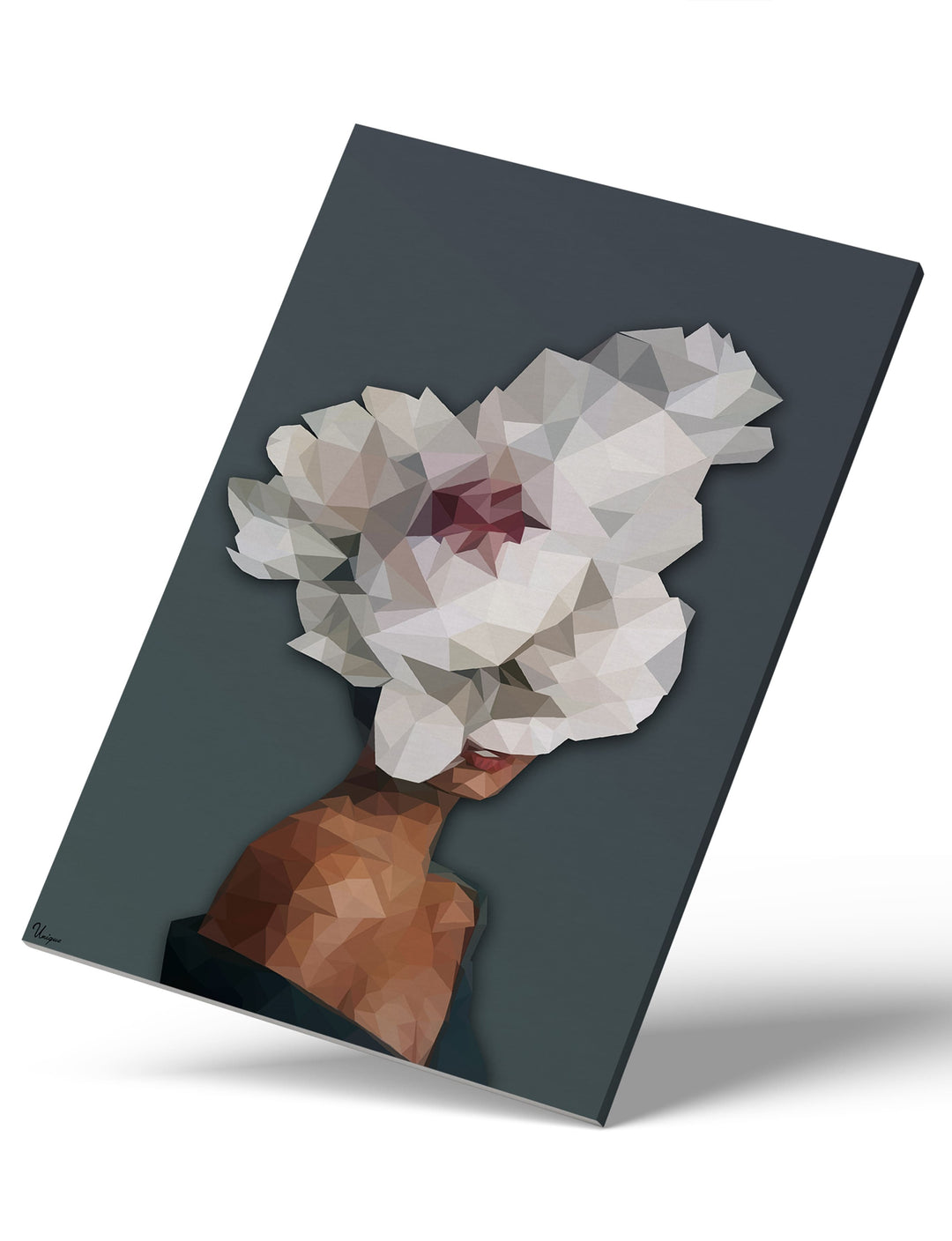 WANDBILD „Geometrische Blütenvision - POLYGONBILD - Dilara“ – Acrylglas & Alu-Dibond | Exklusive und Moderne Kunst in Museumsqualität