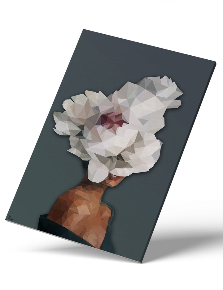 WANDBILD „Geometrische Blütenvision - POLYGONBILD - Dilara“ – Acrylglas & Alu-Dibond | Exklusive und Moderne Kunst in Museumsqualität