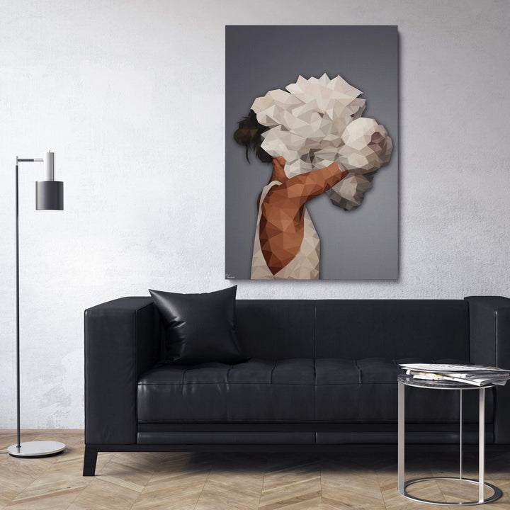 WANDBILD „Geometrische Harmonie - POLYGONBILD - Finja“ – Acrylglas & Alu-Dibond | Exklusive und Moderne Kunst in Museumsqualität