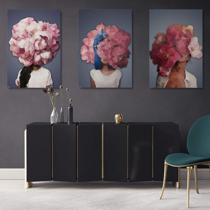WANDBILD „Geometrische Flora und Fauna - POLYGONBILD - Gloria“ – Acrylglas & Alu-Dibond | Exklusive und Moderne Kunst in Museumsqualität